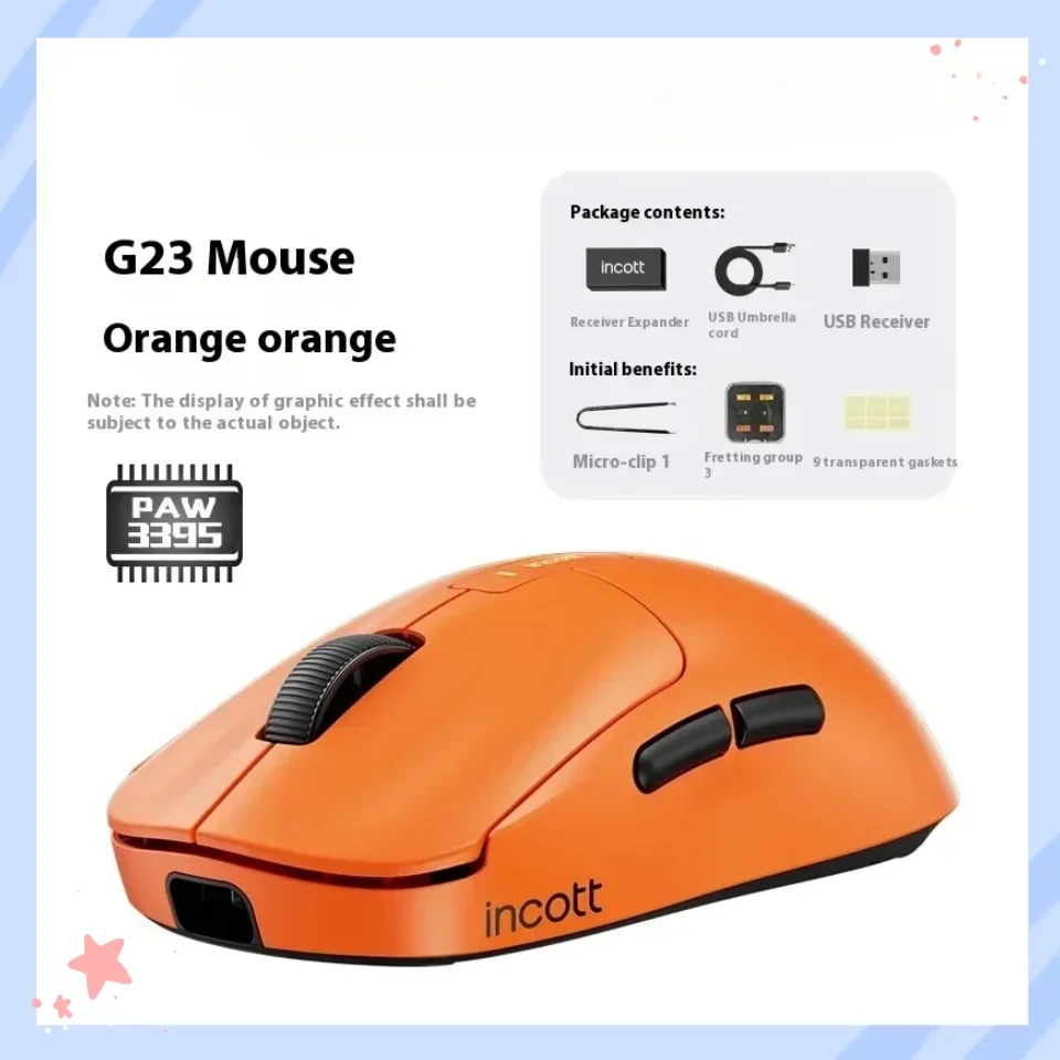 Incott Wireless Bluetooth Mouse G23/23Pro 8k/1k Paw3395/3950 26K/30kDPI Three-mode Connection Macro Defines The Esports Mouse