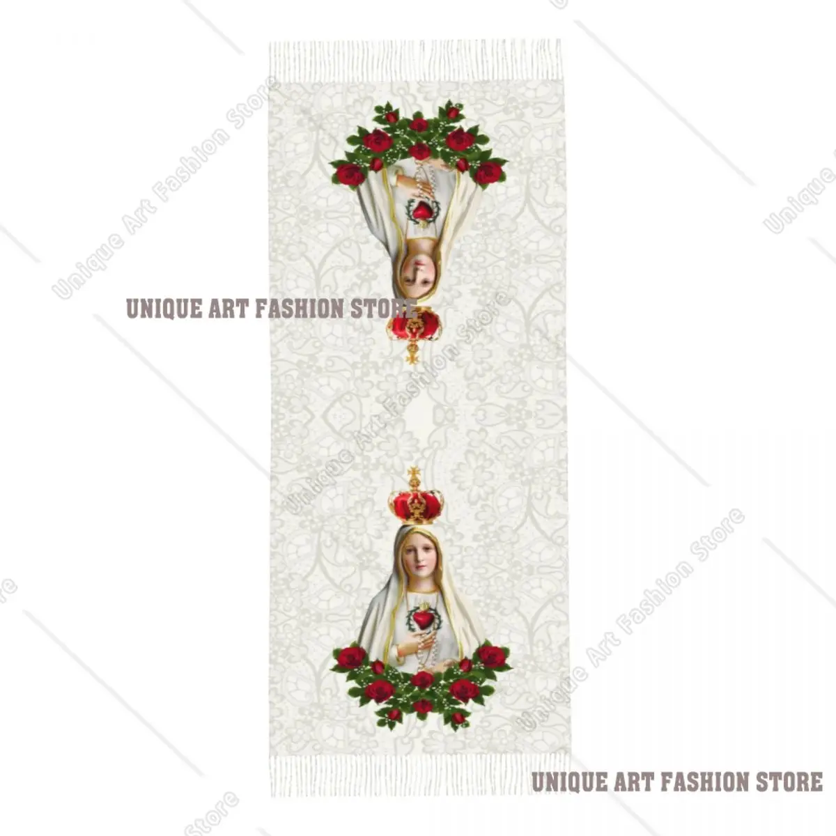 طباعة مخصصة سيدة فاطمة مريم العذراء وشاح النساء الرجال الشتاء الدافئة الأوشحة البرتغال الوردية الكاثوليكية شال التفاف