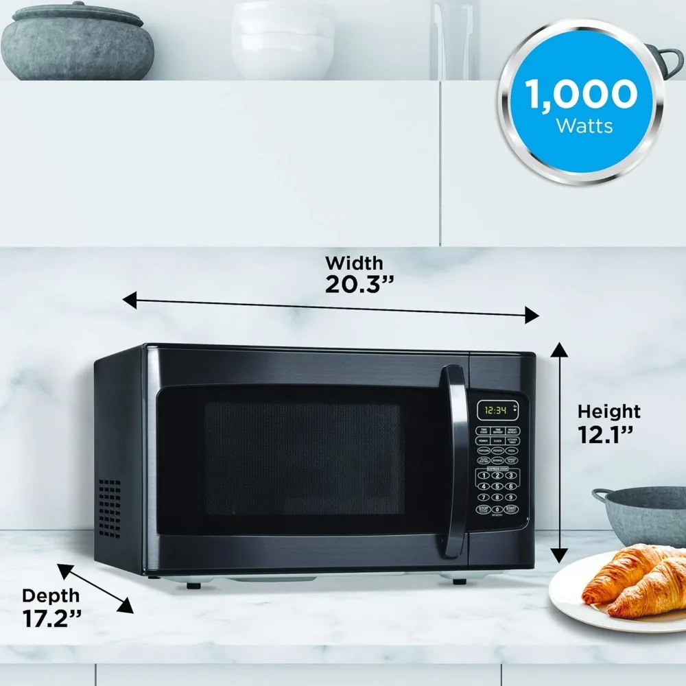 Oven Microwave dengan timer dapur dan fitur kunci anak, 1.1 Microwave meja kubik kaki, oven Desktop Microwave