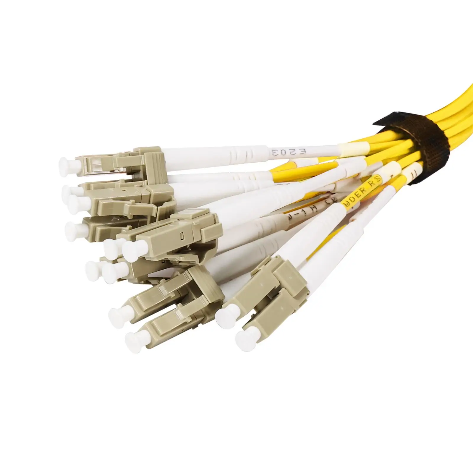 OS2 12-Fiber Fanout Assembly, MPO APC Female to 6 LC UPC Duplex, 9/125μm Single Mode Type B Breakout Cable