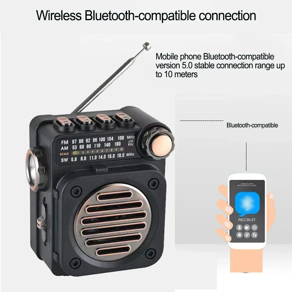 Radio Mini Small Multi-band FM/AM/SW  Bluetooth-compatible Card Small Speaker Multi Functional Music Center Portable Radio