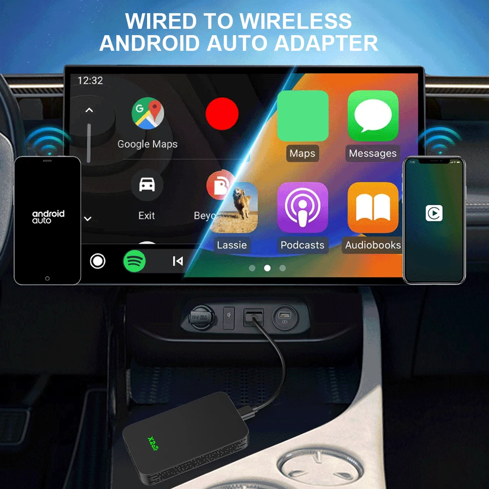 Car Navigation Box Wireless Android Auto CarPlay Smart AI Box BT WiFi Connect Car Connector Device for Wired Carplay Android Aut