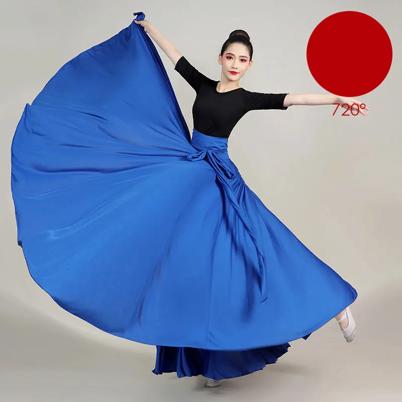 540/720 Degree Flamenco Skirt Women Spanish Dance Skirt Belly Dance Practice Dress Big Swing Skirt Performance Gypsy Skirt