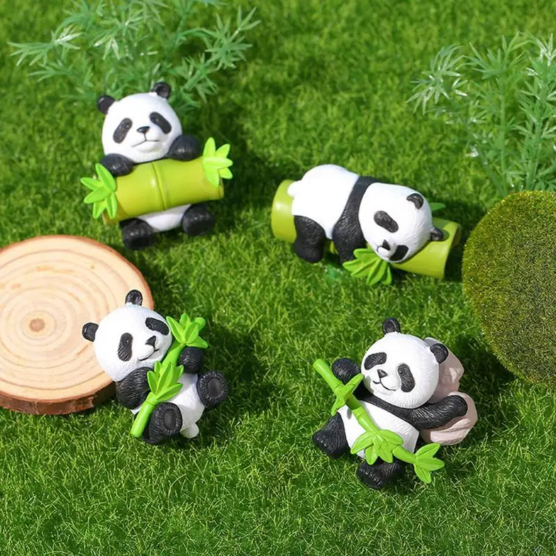 Panda Mini Figurines Miniature Panda Microo Landscape Ornament Flower Potted Decor Resin Handmade Home Desktop Decoration Gift