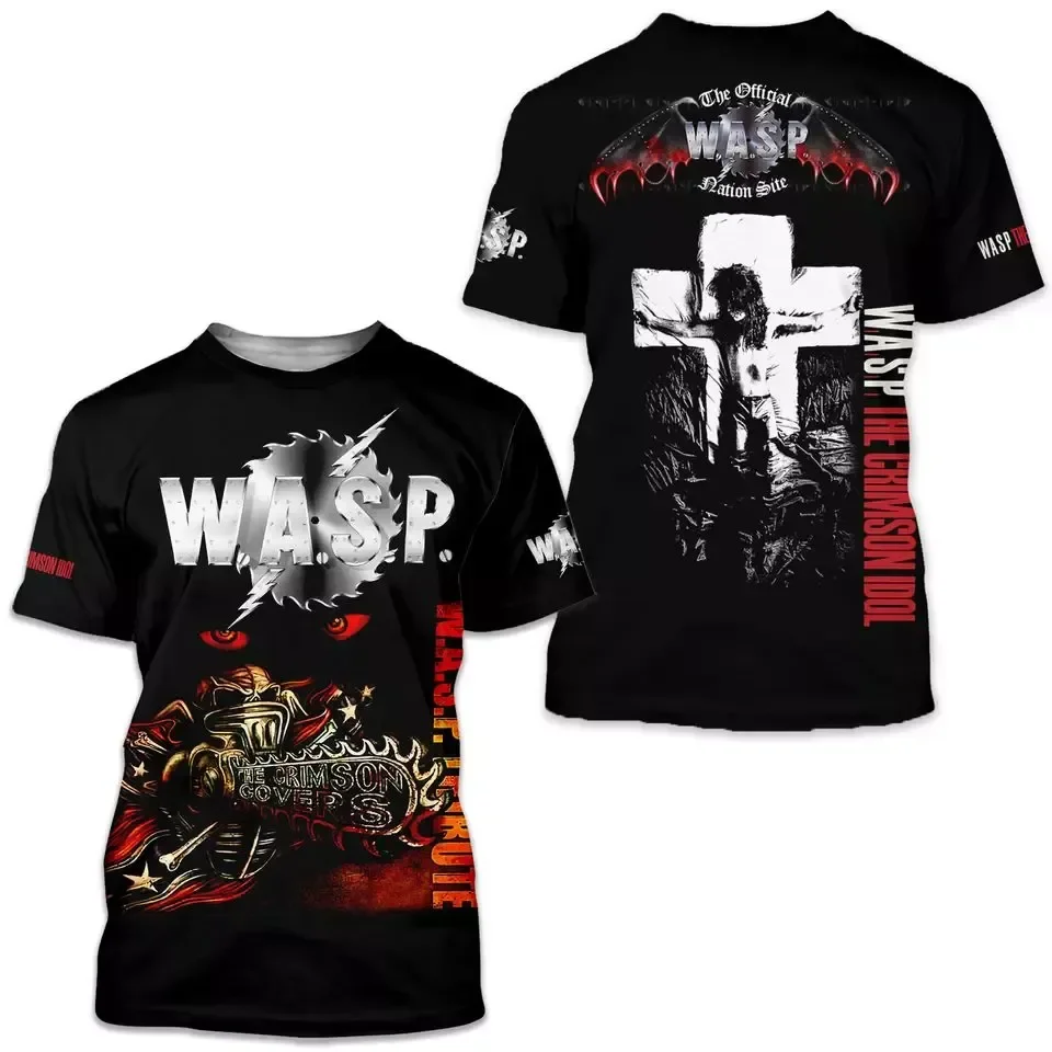

W.A.S.P Rock Band T-shirts 3D Printed Summer Men's Women Casual Short Sleeve Round Neck T Shirt Oversized Tees Tops Man Clothing