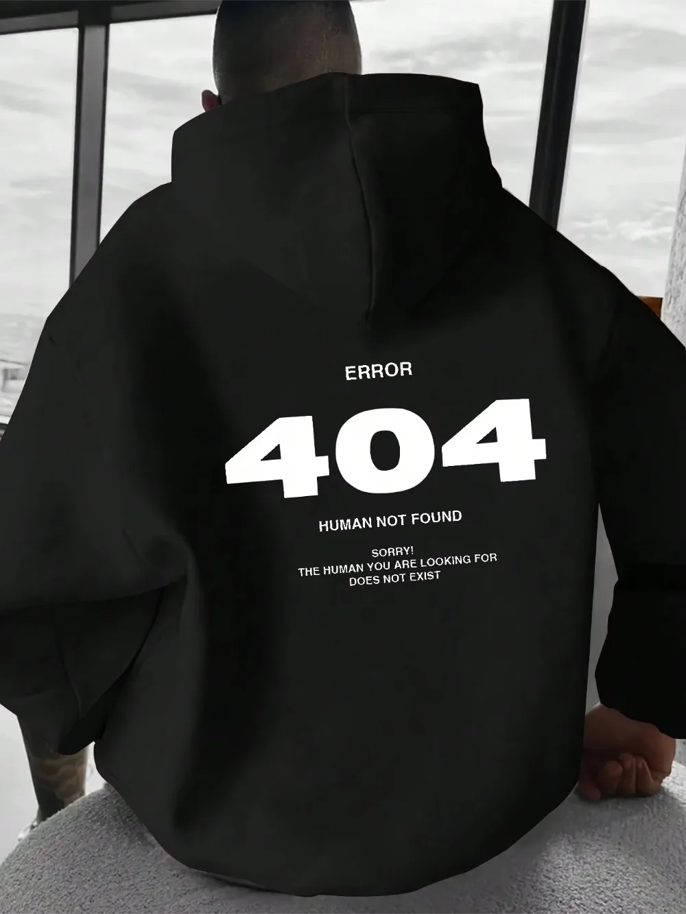 ERROR 404 HUMAN NOT FOUND Men Women 2D Print Hoodie Outdoor Street Casual Sport Hip-Hop Autumn/Winter Long-Sleeve Sweatshirt Top