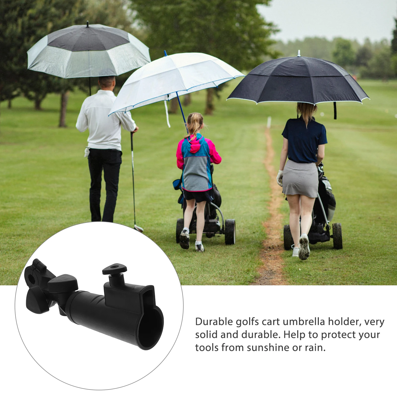 

Golf Trolley Umbrella Holder Adjustable Cart Stand Support for 3 Wheel Push Carts Sun Protection Clamp Easy Disassembly Cart