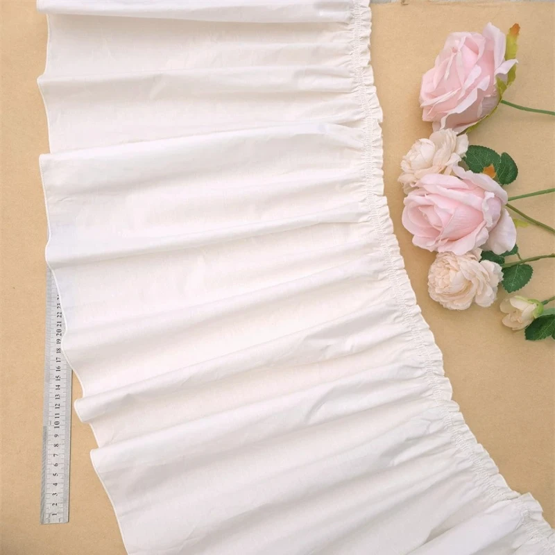 Weißer Dreischichtiger Plissierter Baumwollstoff Spitzen-Rüschenkragen Stickerei-Band DIY Hochzeitskleid Puppenkleidung Zubehör – Detail 8