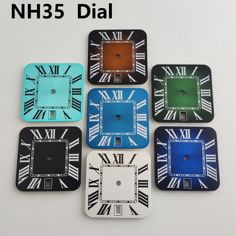 

27mm NH35 dial square dial Roman numerals men's watch dial suitable for NH35 date 6 o'clock movement watch accessories