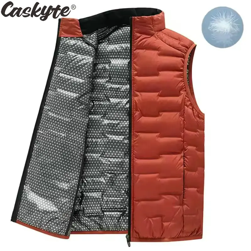 

Мужские легкие пуховые жилеты CASKYTE 2026 из графена с воротником-стойкой, ветрозащитные, плиссированные, зимние, для велоспорта, однотонные, теплые