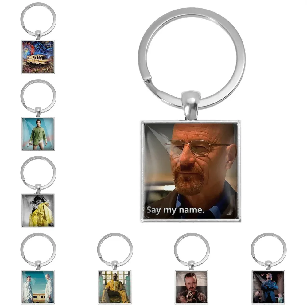 Breaking Bad TV Show Walter White Jesse Pinkman Gustavo Fring llavero cuadrado hecho a mano mochila decoración llavero joyería regalo