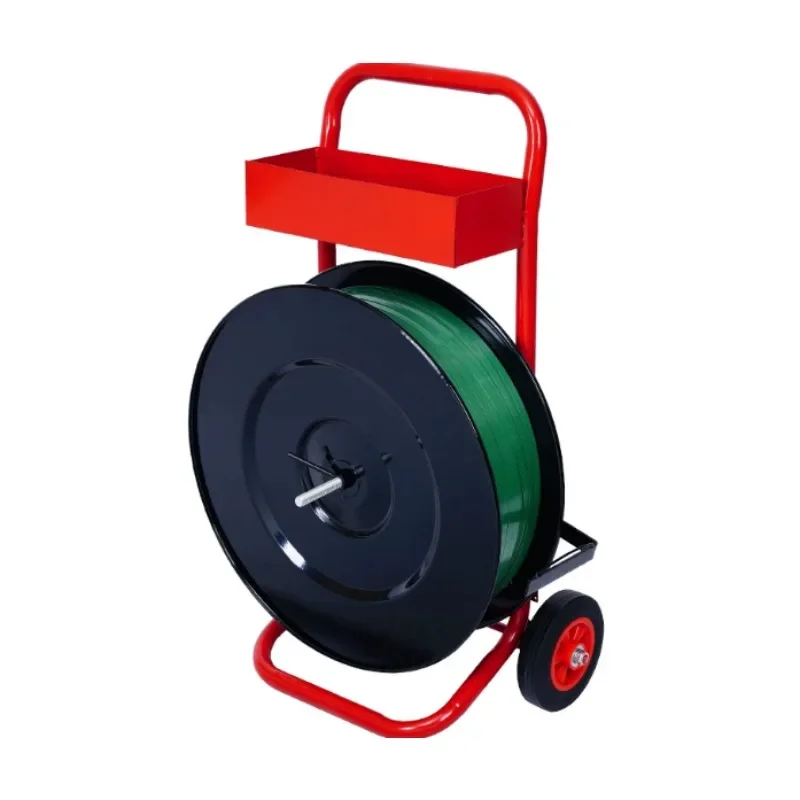 Plastic Steel Strap Reel Cart, PP PET Packing Band Dispenser Trolley for Strapping Roll Storage and Transport