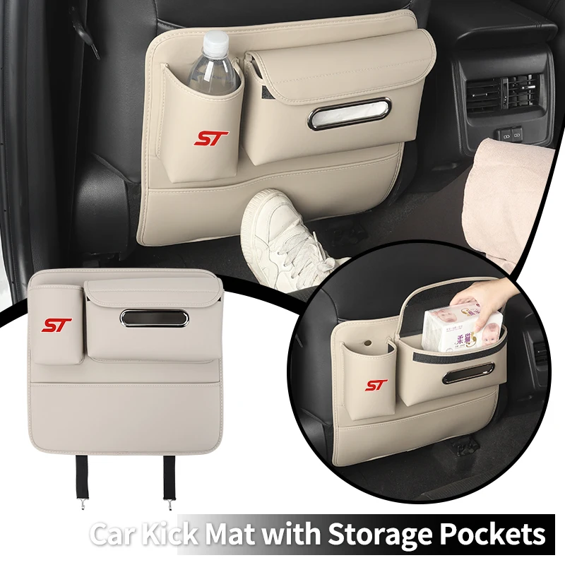 PU Leather Multifunctional Car Storage Bag Half-Cover Anti-Kick Mat Pad For Ford Mustang Edge Mondeo ST Fusion Explorer Focus - view 2