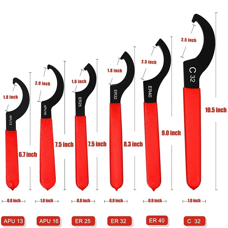 ER25 ER32 ER40 APU13 APU16 Type C Wrench for CNC Milling Tool Lathe Tools Clamping Nut High Carbon Steel ER Spanner