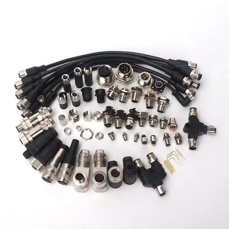 M12 to RJ45 Ethernet Adapter Aviation Plug Socket 4Pin D-type 8Pin X-type/A-type Male and Female Straight/elbow Heal Connector