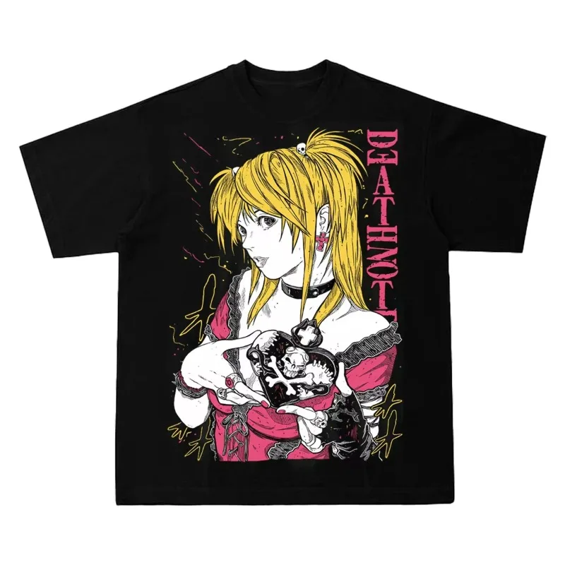 Trends Summer 2025 Cosplay Neutral Black and White Death Note Misa Amane T-Shirt Manga Anime Black T-Shirt Death Note
