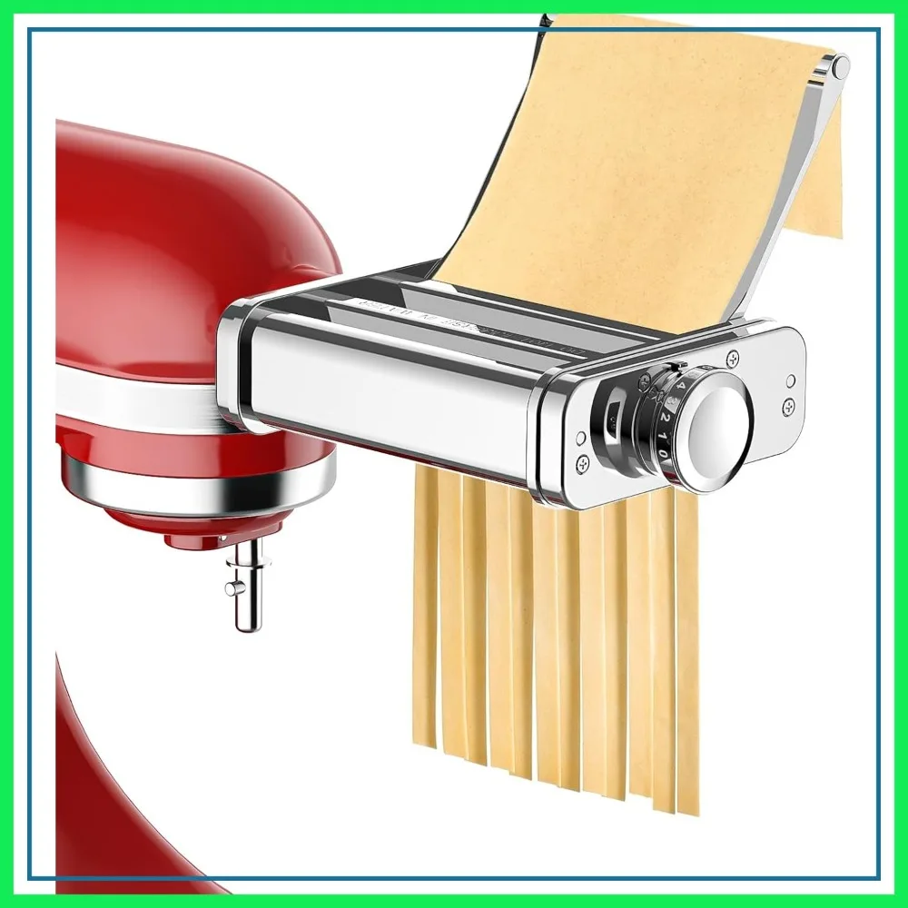 

3 in 1 Pasta Attachment for Stand Mixer, Stainless Steel Pasta Roller and Cutter Set, Spaghetti & Fettuccine Maker