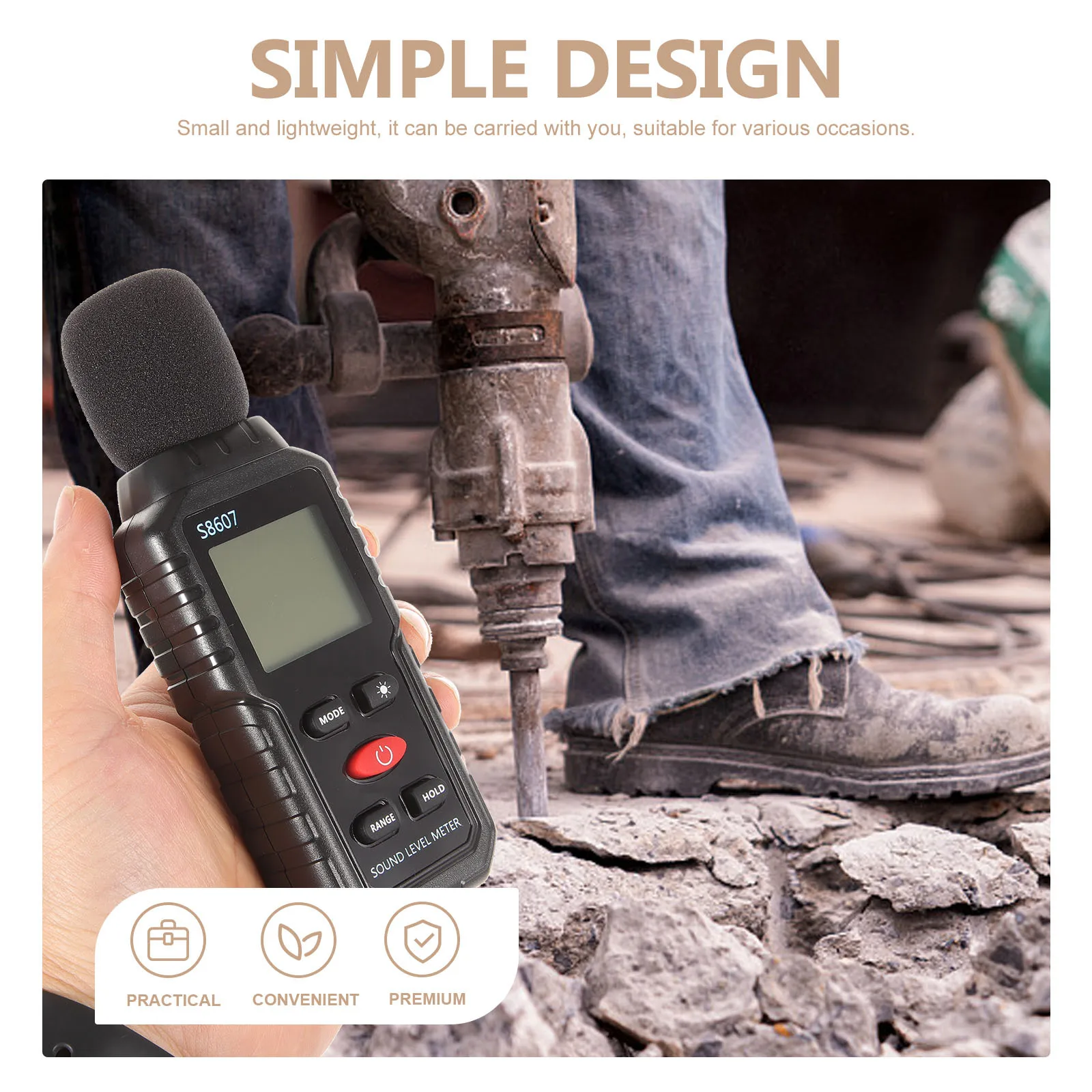 เครื่องวัดระดับเสียงดิจิตอล 0.1 เครื่องทดสอบเสียงรบกวนแบบพกพาที่มีความแม่นยำสำหรับการตรวจจับเสียงรบกวนทางการจราจรทางอุตสาหกรรมด้านสิ่งแวดล้อม