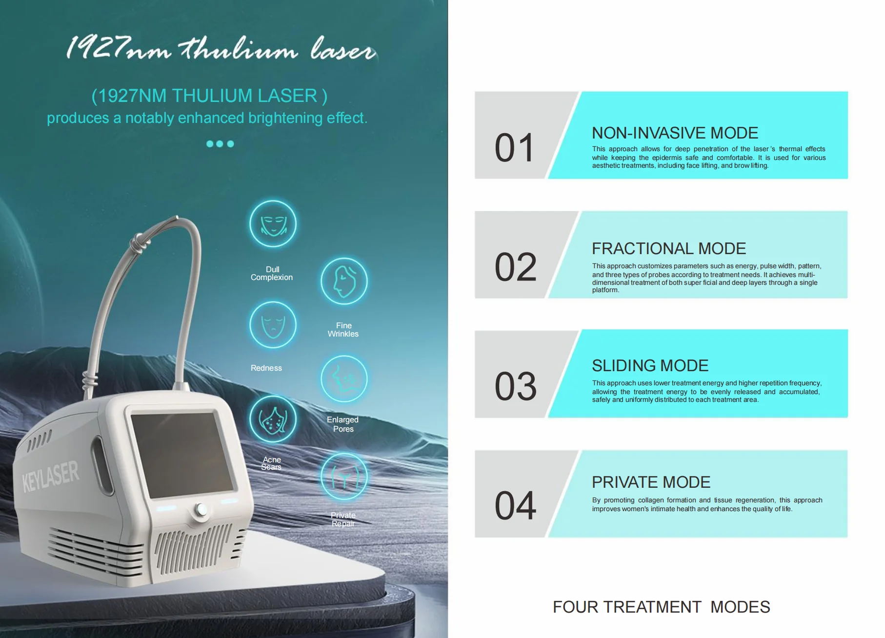1927nm Thulium Laser Portable Commercial Use For Face Rejuvenation Anti-Aging Scar Treatment Sun-Damaged Skin Whitening Pore