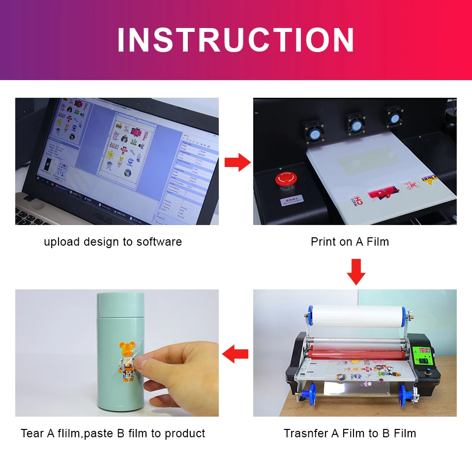 UV DTF AB Film For UV DTF Printer Directly To Film Printing Suitable for A3 A4 UV DTF Transfer Film Sticker UV Printer Machine