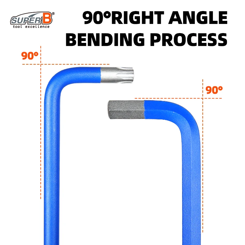 Bicycle L Wrench Kit Torx/Hex Wrench 9pcs 1.5-10mm Hexagon Spanner Hand Tools T10-T50 Torx CR-V Steel For Bicycle Repair