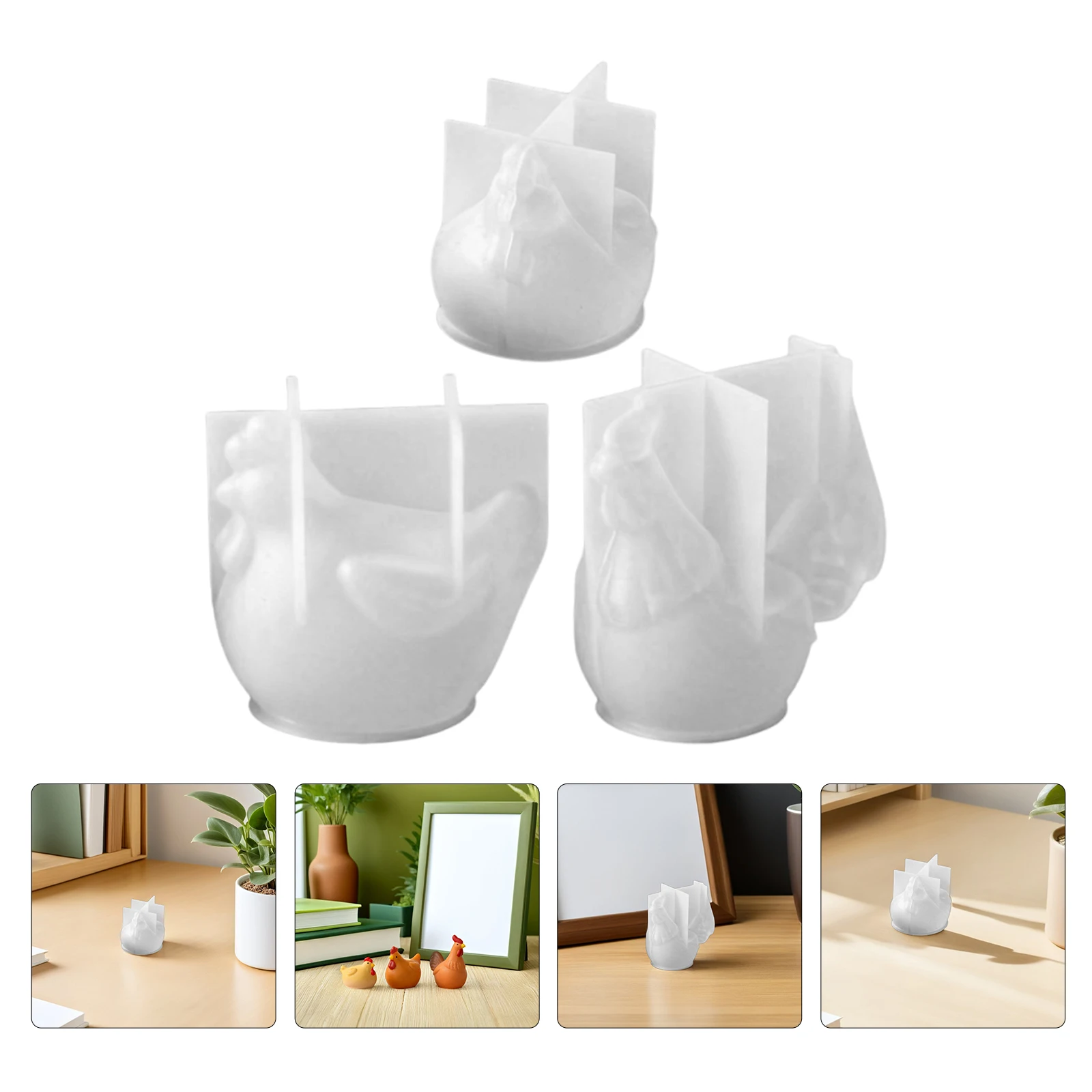 3 قطعة الإستنسل الديكور عيد الفصح الدجاج الشوكولاته قوالب الخبز عيد الميلاد الايبوكسي قالب الصب الحيوان سيليكون ثلاثية الأبعاد الراتنج