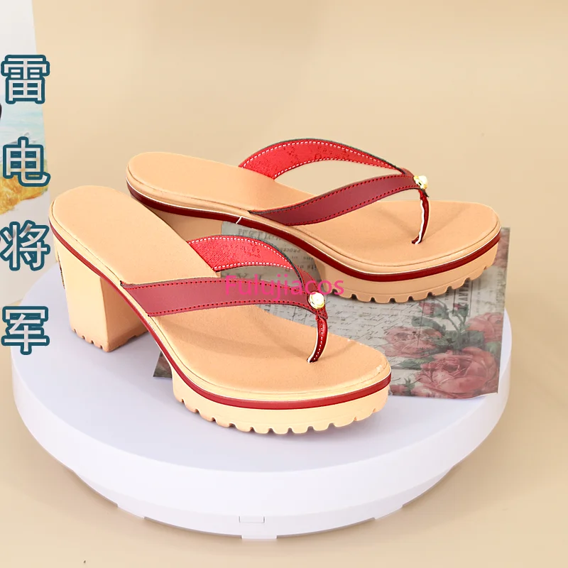 Fulujiacos Genshin Impact Raiden Shogun zapatos de Cosplay Anime estilo chino Halloween para mujeres juego Beelzebul accesorios de juego de rol