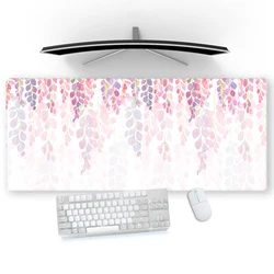 Pink Xxl Mouse Pad Flowers Plant Desk Mat Big White Custom Mousepad Aesthetic Gamer Girl Desktop Kawaii Accsesories Sublimation