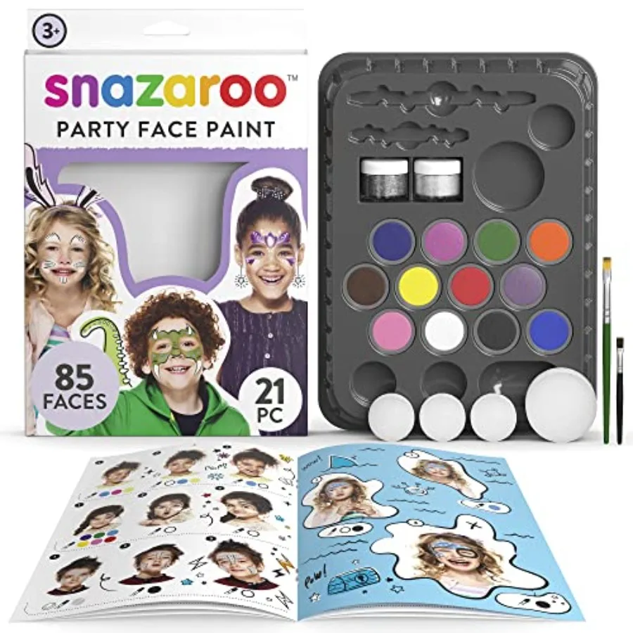 

Face Paint Kit Ultimate Party Pack, 12-Color Palette with Brush, Sponge, Bio-Glitter and Guide - Non-Toxic, Water-Based, Easy A