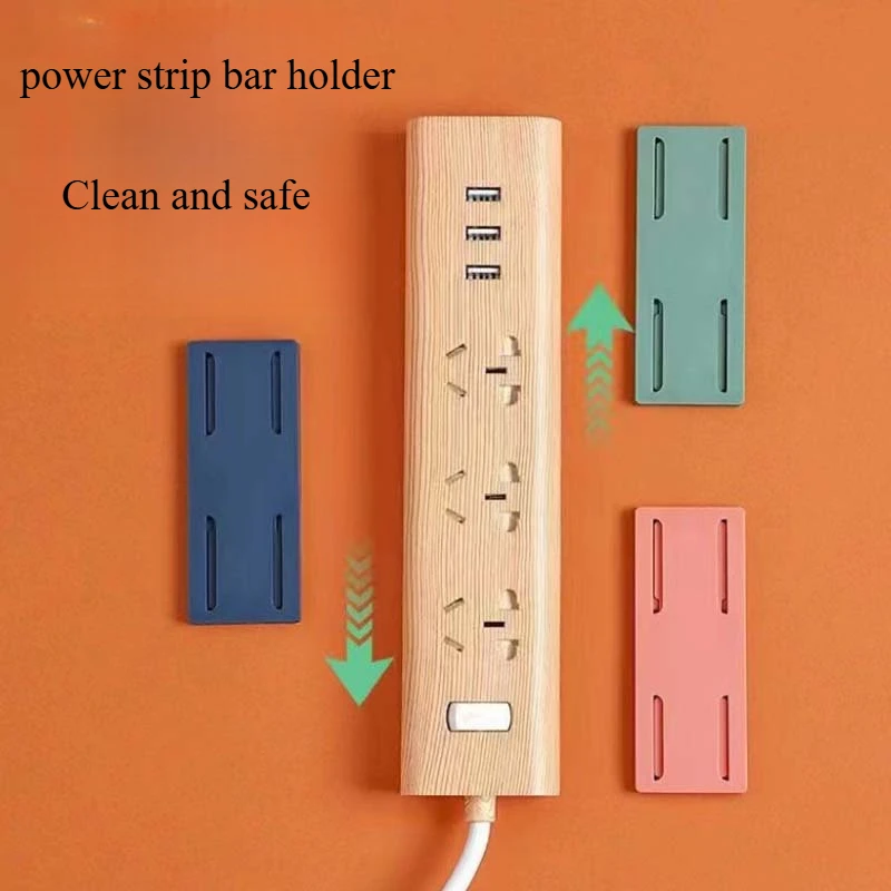 

No punching socket plug-in board router storage rack household wall mounted power strip holder