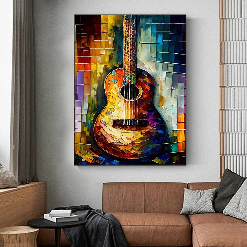 1pc frameless Canvas Painting Abstract Music Guitar Canvas Poster Printing Modern Printing Wall Art Painting Living Room Club Ba
