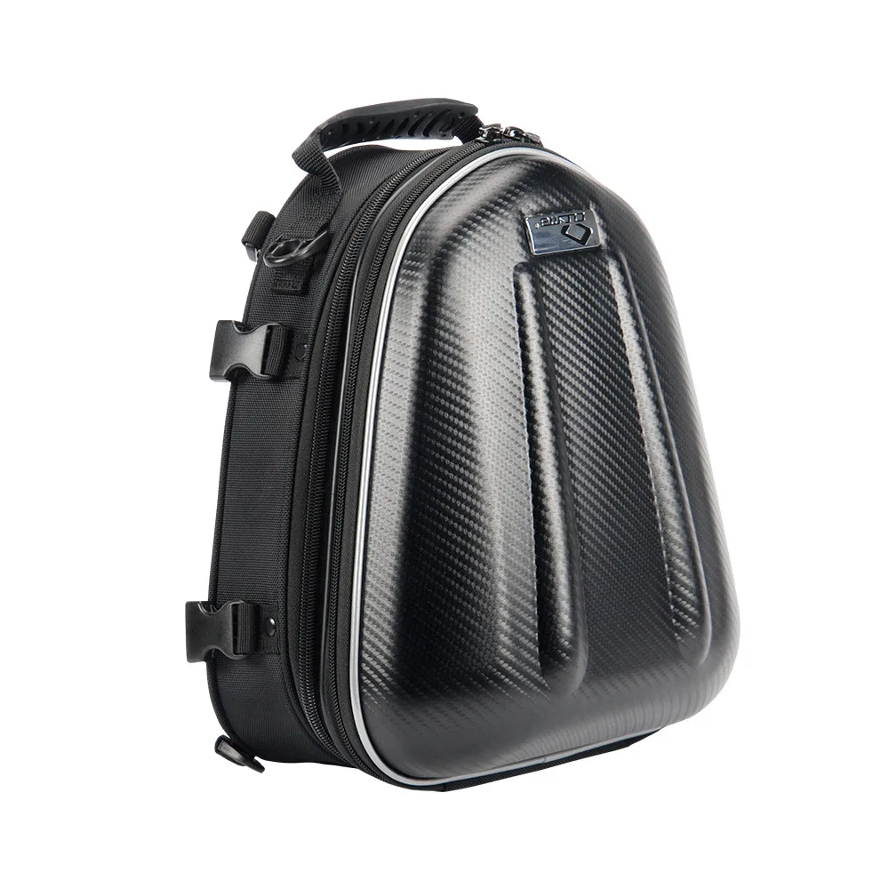 CUCYMA Motorcycle Rear Seat Tail Bag Expandable Hard Shell Carbon Fiber Backpack with Rain Cover for Motorbike Touring