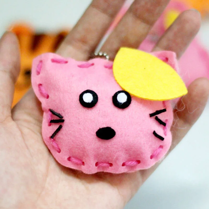3/10 pcs Handcraft Toys for Children Non-woven Fabric DIY Handmade Pink Bag Keychain Ornaments Arts Crafts Kits Creative Toy