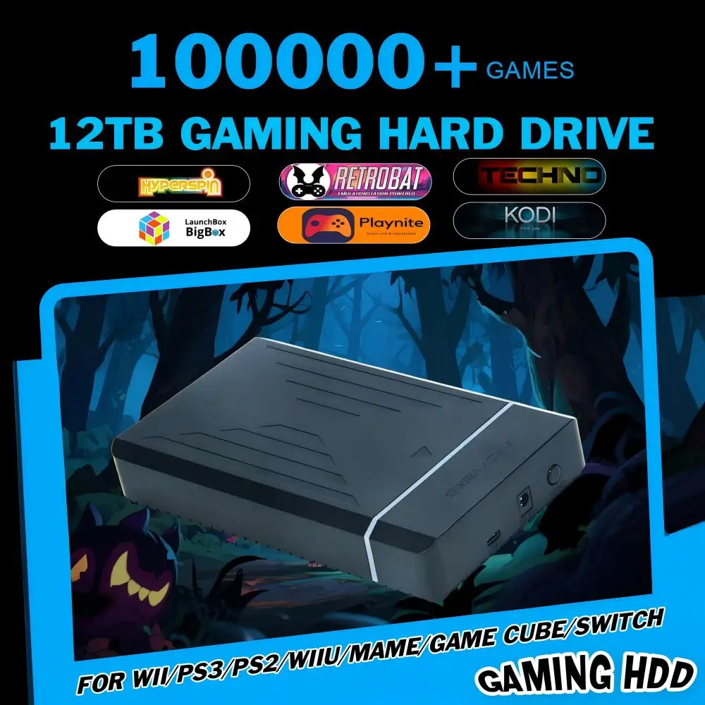 

ZieBuddy 12TB Gaming HDD contains LaunchBox Retrobat Playnite with 100000 + Retro Game for PS4 / PS3/PS2 / PS/WII/WIIU