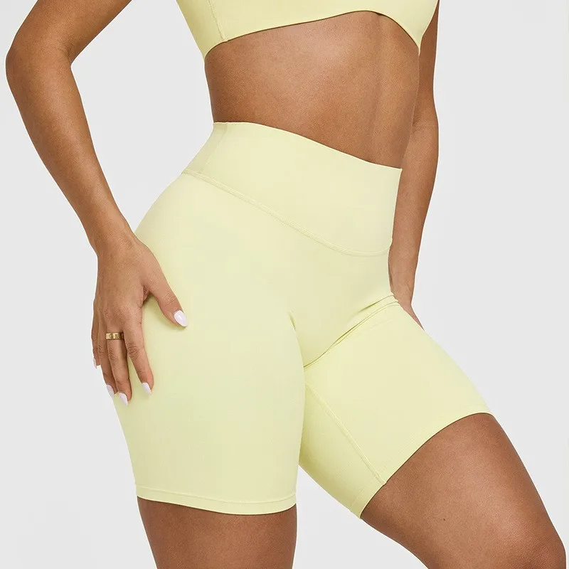 

Женские спортивные шорты для йоги с завышенной талией, поднятыми ягодицами и облегающими брюками для езды на велосипеде, фитнеса и бега.