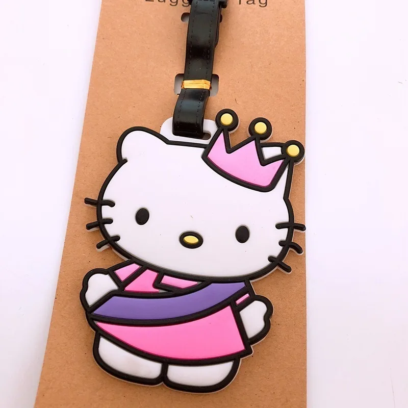 Sanrio Hello Kitty Luggage Tag Travel Anime Cute Girl Bag Identification Pendant Silicone Portable Label Anti-lost Sign Board