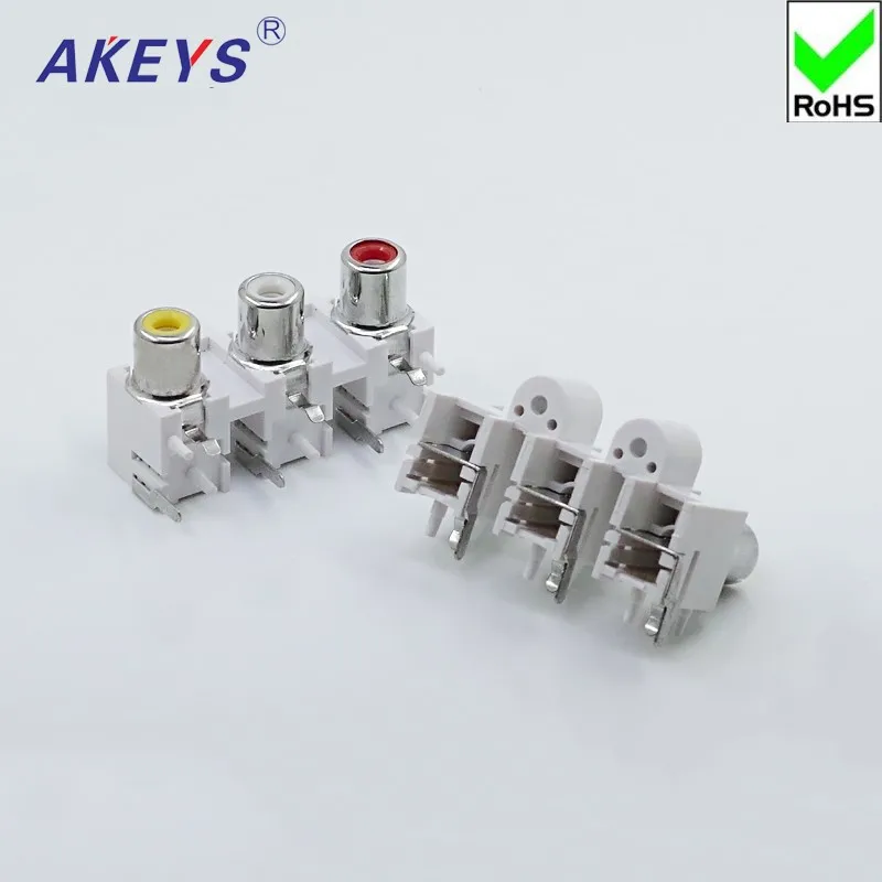 10 pcs AV3-8.4-12 White AV Co-core Socket RCA Seat Single-hole PCB Welded Audio and Video Socket Lotus Block