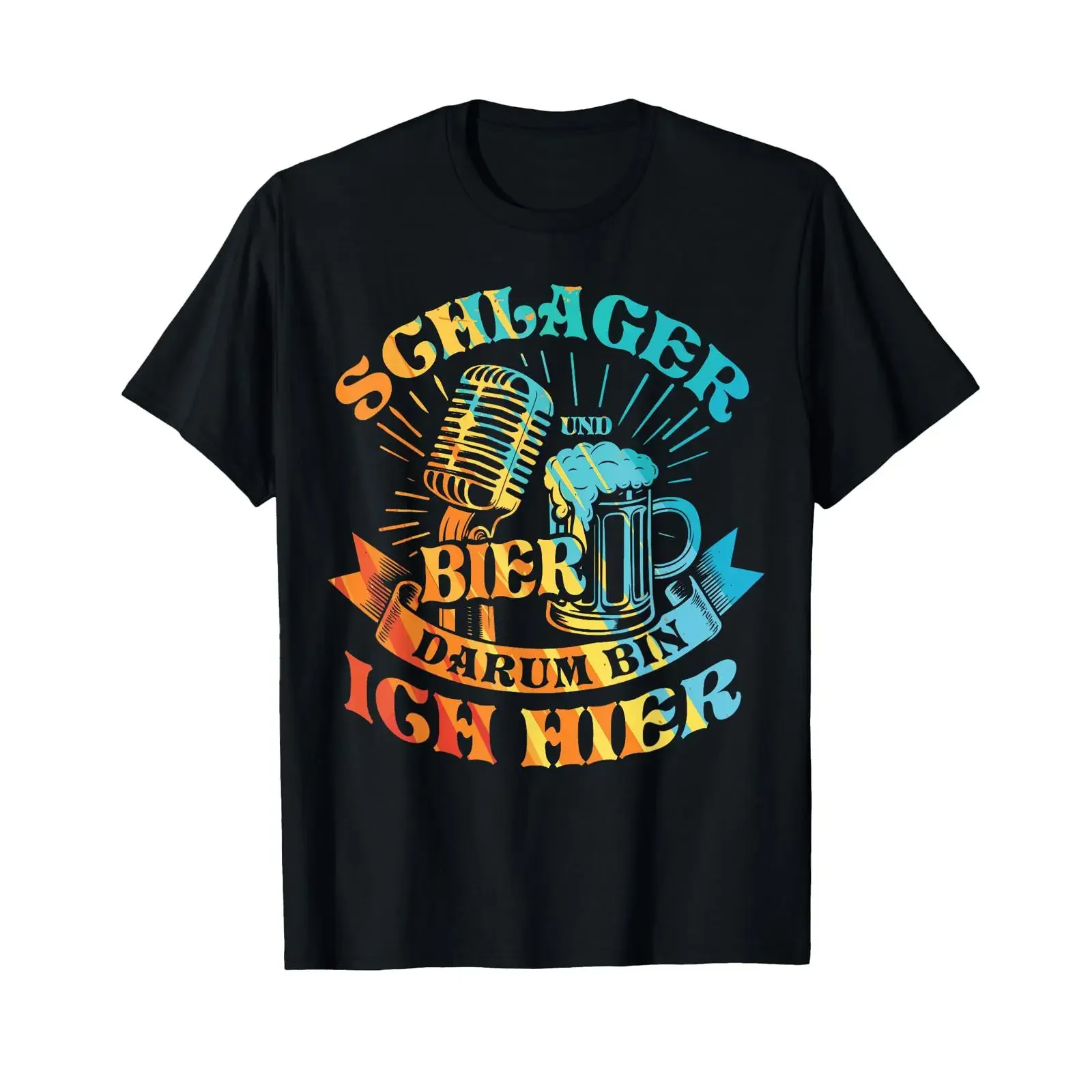 Schlager and Beer That's Why I'm Here Music T Shirt vintage Washed graphic Breathable designer clothes Slightly fashion