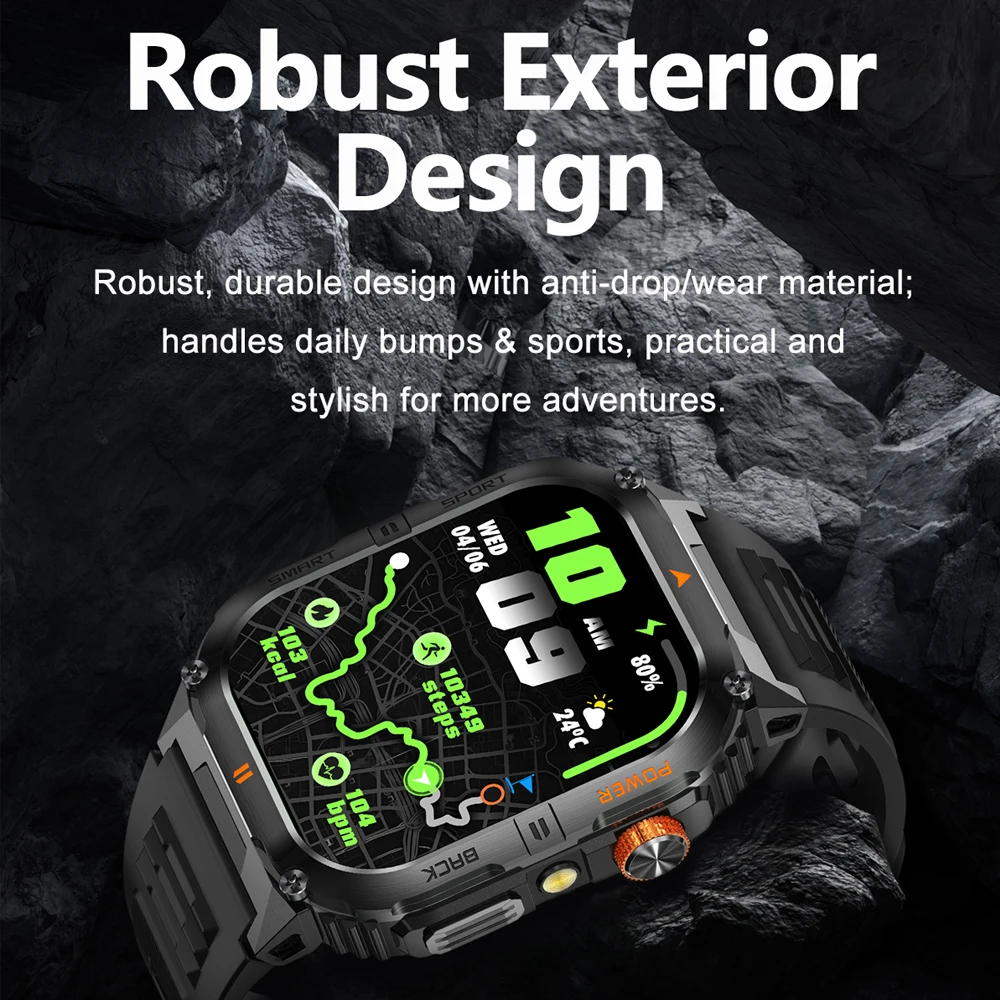 ChiBear جديد 1100mAh بطارية الساعات الذكية للرجل الرياضة في الهواء الطلق مصباح ليد جيب الرجال Smartwatch بلوتوث دعوة الرجال الساعات