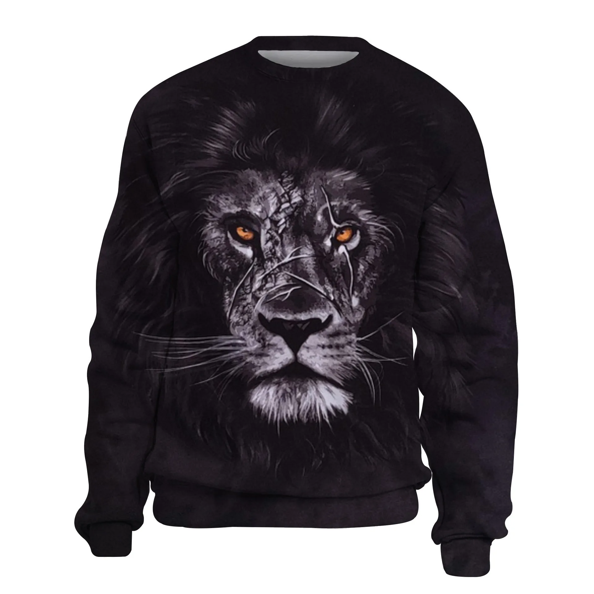 Fashion Cool Lion Graphic 3D Printed Men's Hoodless Sweatshirt Autumn And Winter Casual Breathable O-neck Hoodies Street Man Top