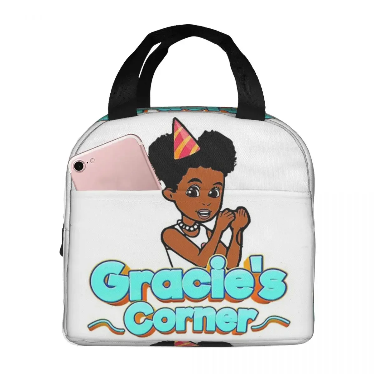 Gracies Family Corner Cute Phonic's Song Lunch Bag Bento Box Lunch Tote Resuable  Bags Cooler Thermal Bag for Woman Student Work