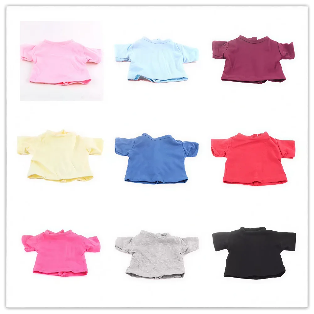 16 Colors Doll T-shirt Solid Color Doll Clothes Wear Fit 18Inch American Doll&43Cm Baby Doll  Generation Baby Girl's Toy