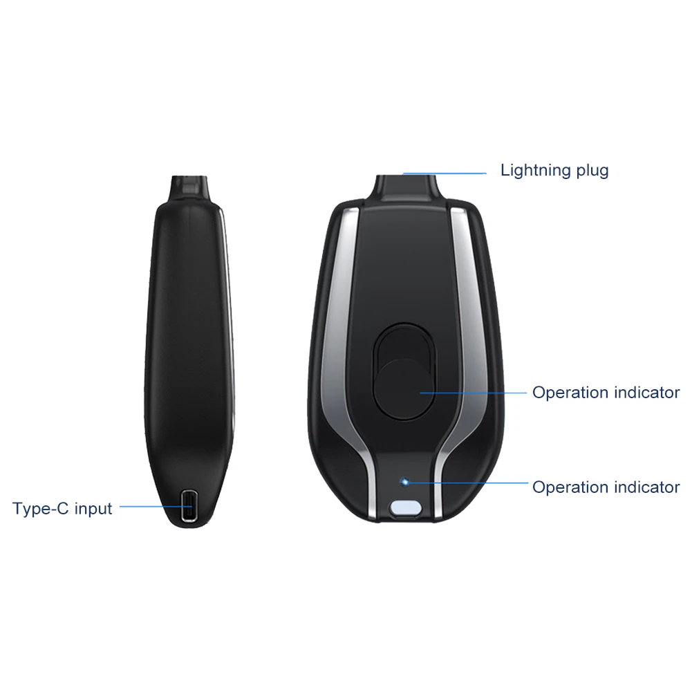 1500mAh قوة البنك المحمولة سلسلة المفاتيح شحن سريع شاحن الهاتف المحمول الصغير حزمة بطارية خارجية لفون الطاقة في حالات الطوارئ