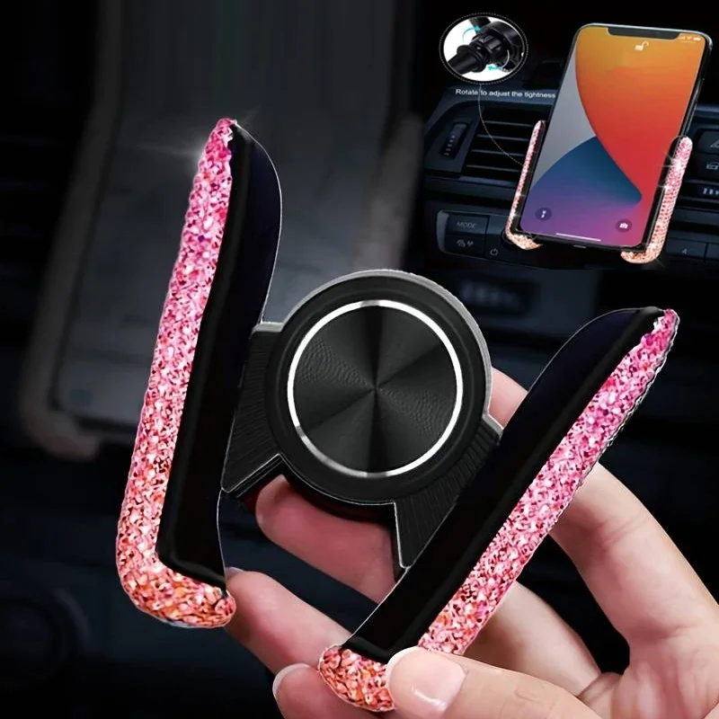 Elegant Crystal Car Phone Holder - 360° Rotatable Universal Fit for Secure Grip & Stylish Upgrade Ideal Women's Gift Accessories