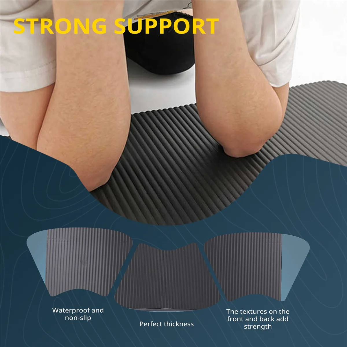 SMIEA سجادة يوجا سميكة 15 مم مريحة للركبة والكوع من الإسفنج لممارسة اليوجا والبيلاتس وسادات داخلية للتدريب على اللياقة البدنية، أسود