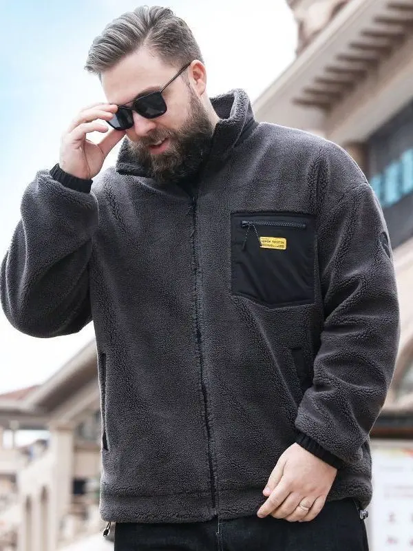 

Men's plus Size Fce Lined Thiened Loose Winter Jaet Warm Casual Sle Zipper Closure Color Big And Tall Clothing