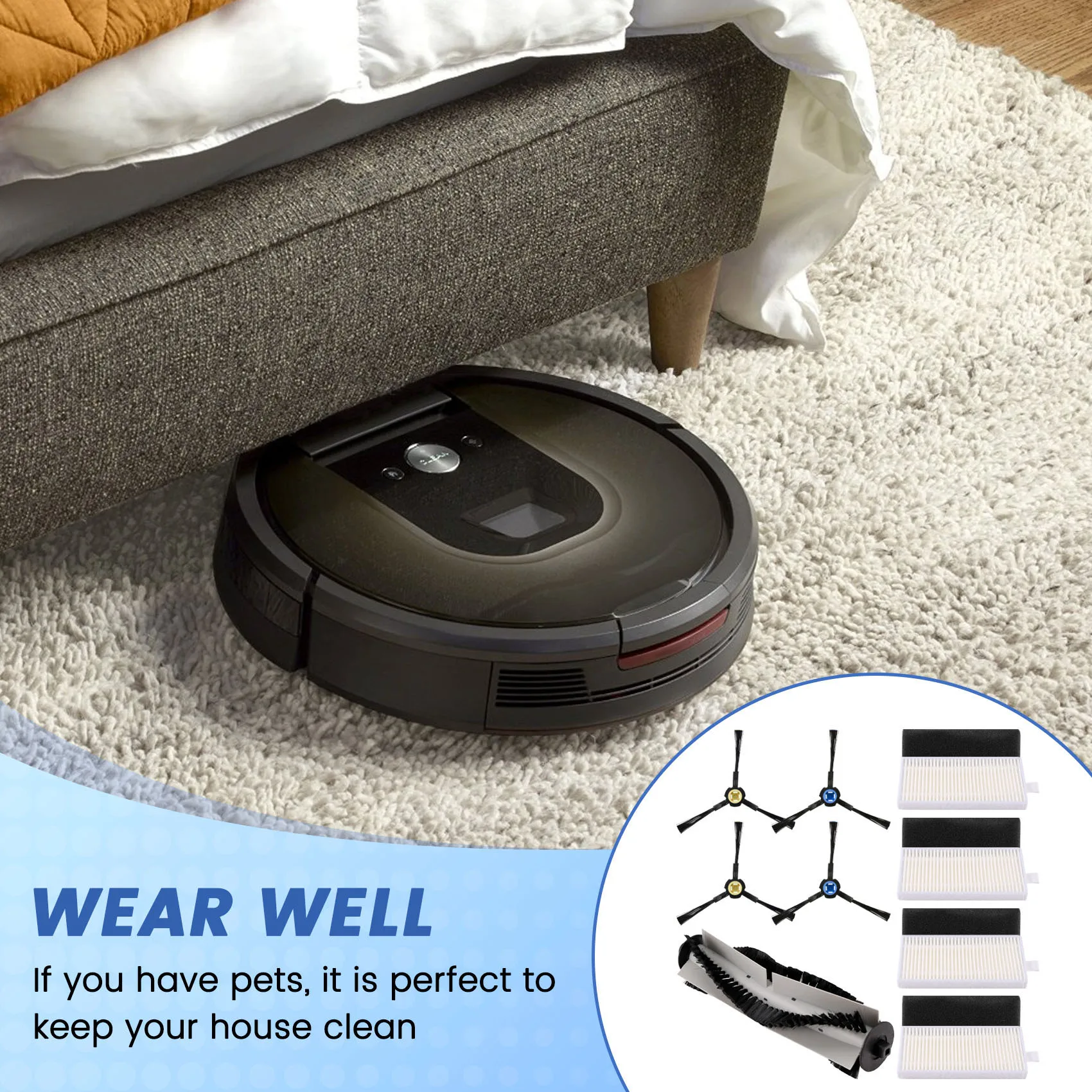 ABBR роликовая боковая щетка HEPA-фильтр для робота-пылесоса ILIFE T20s, запасные части