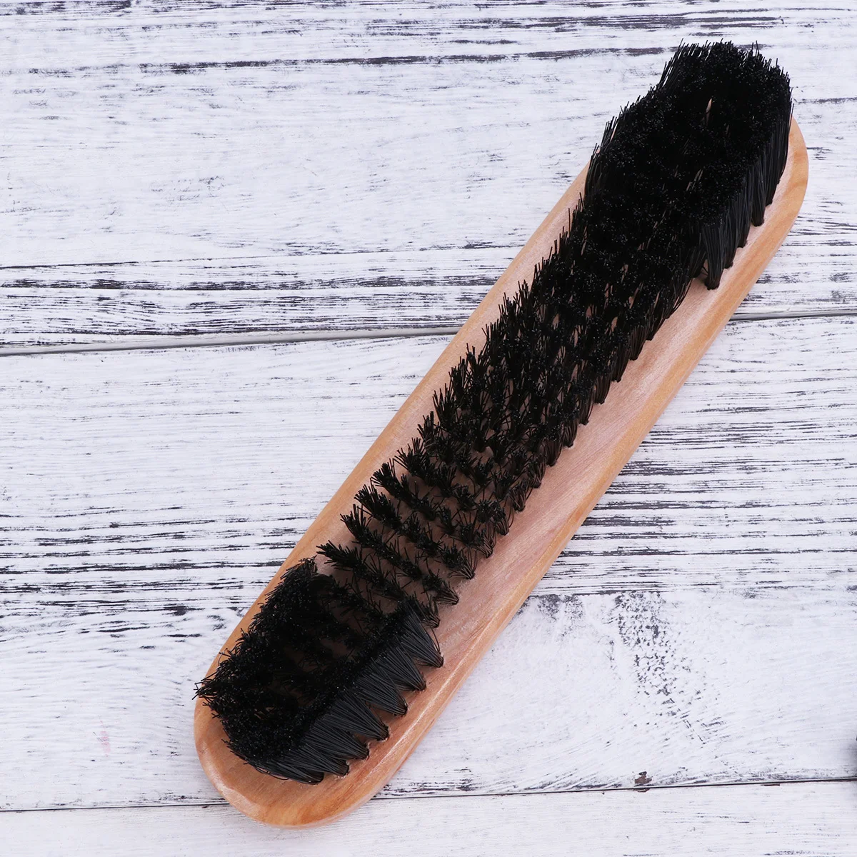 

Snooker Table Brush 9in Natural Wood Comfortable Grip Dual Length Bristles Horseshoe Shape Dirt Powder Remover