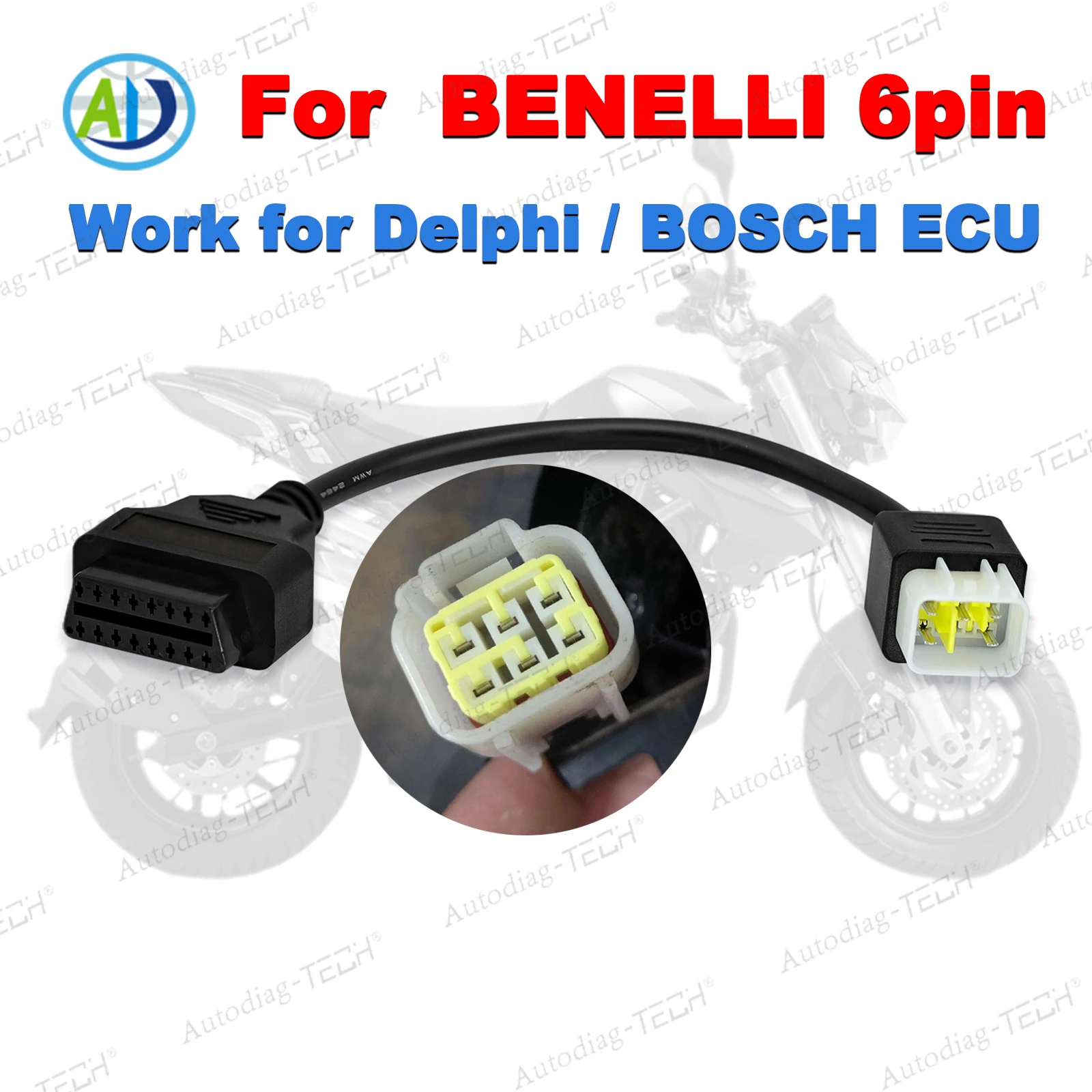 

6Pin Motorcycle OBD Adapter For Benelli TNT 25/135/300/600,GT600,302R,TRK502,LEONCINO ECU Diagnostic Connector For BOSCH Delphi