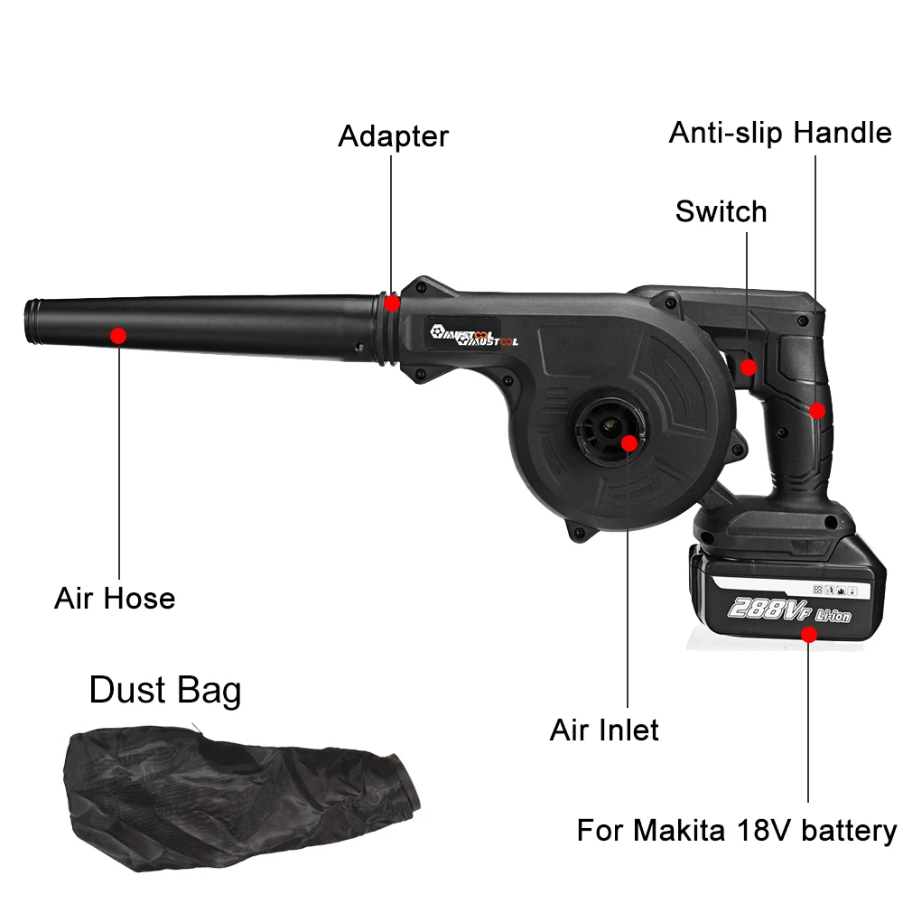 2 In 1 Cordless Electric Air Blower 1500W With 22900mah Battery Vacuum Blowing Suction Leaf Dust Cleaner For Makita 18V Battery